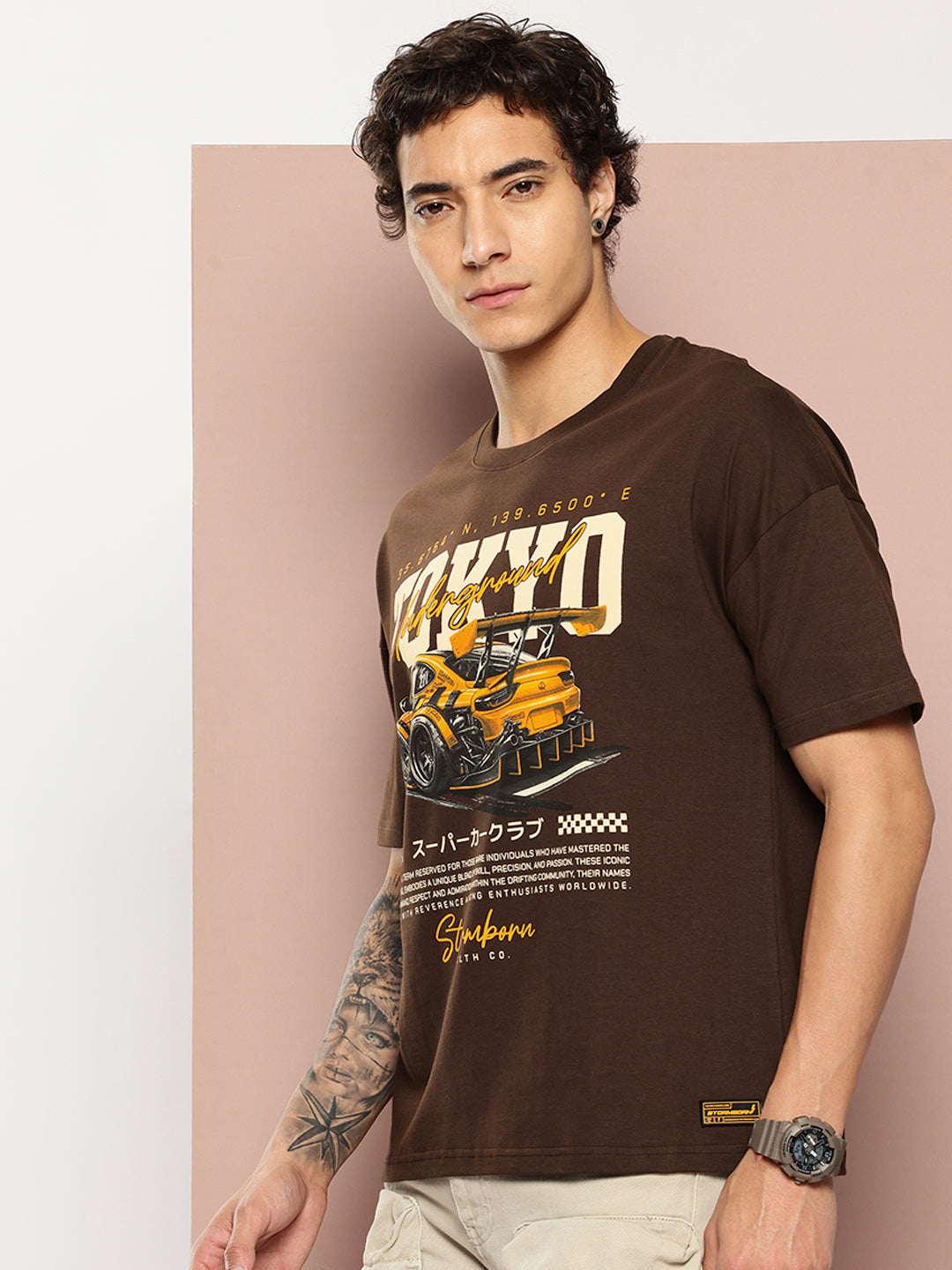 Stormborn Mens Half Sleeve Drop Shoulder Printed Oversized Fit T-Shirts