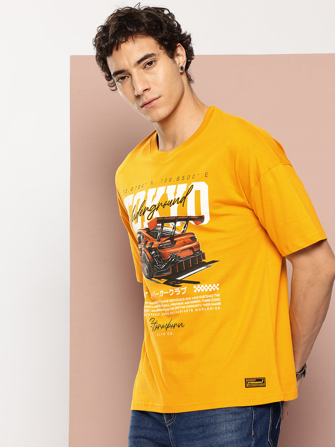 Stormborn Mens Half Sleeve Drop Shoulder Printed Oversized Fit T-Shirts