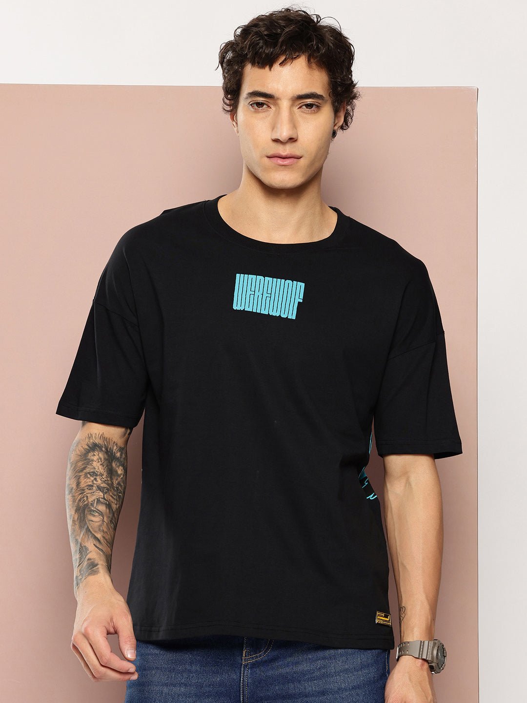 Stormborn Mens Half Sleeve Drop Shoulder Printed Oversized Fit T-Shirts