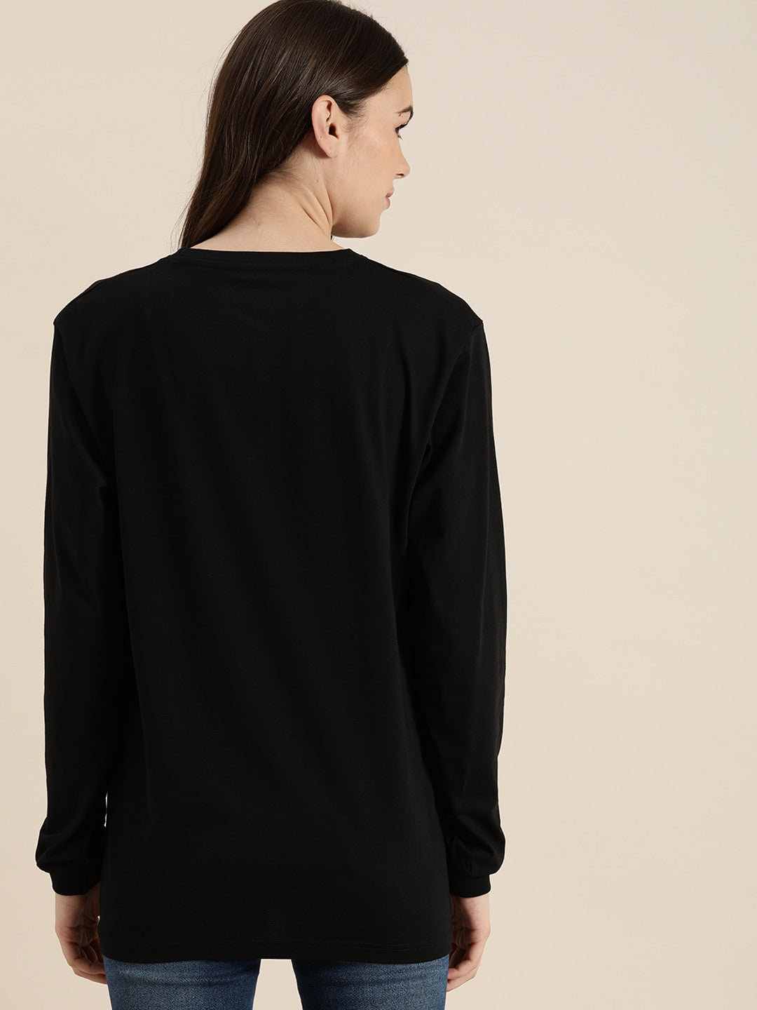Womens Long Sleeve Round Neck Oversized Fit T-Shirt