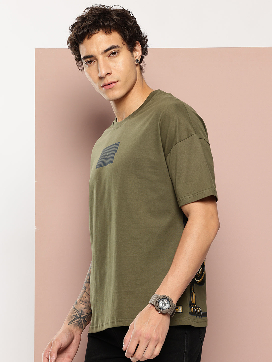Stormborn Mens Half Sleeve Drop Shoulder Printed Oversized Fit T-Shirts
