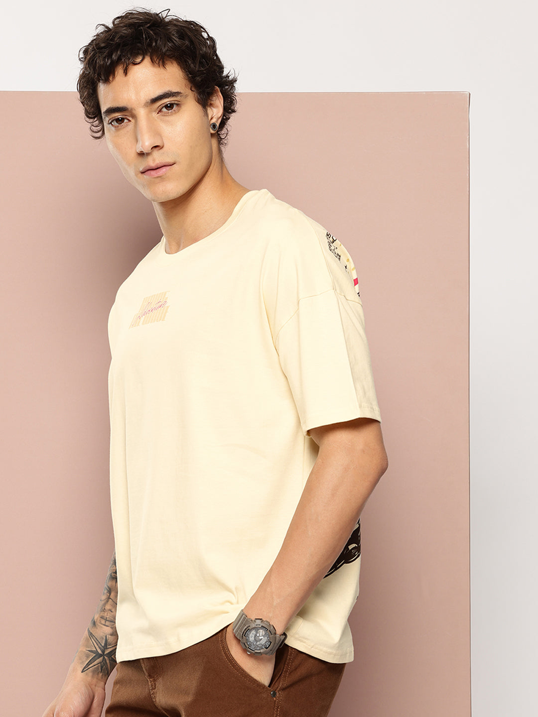 Stormborn Mens Half Sleeve Drop Shoulder Printed Oversized Fit T-Shirts