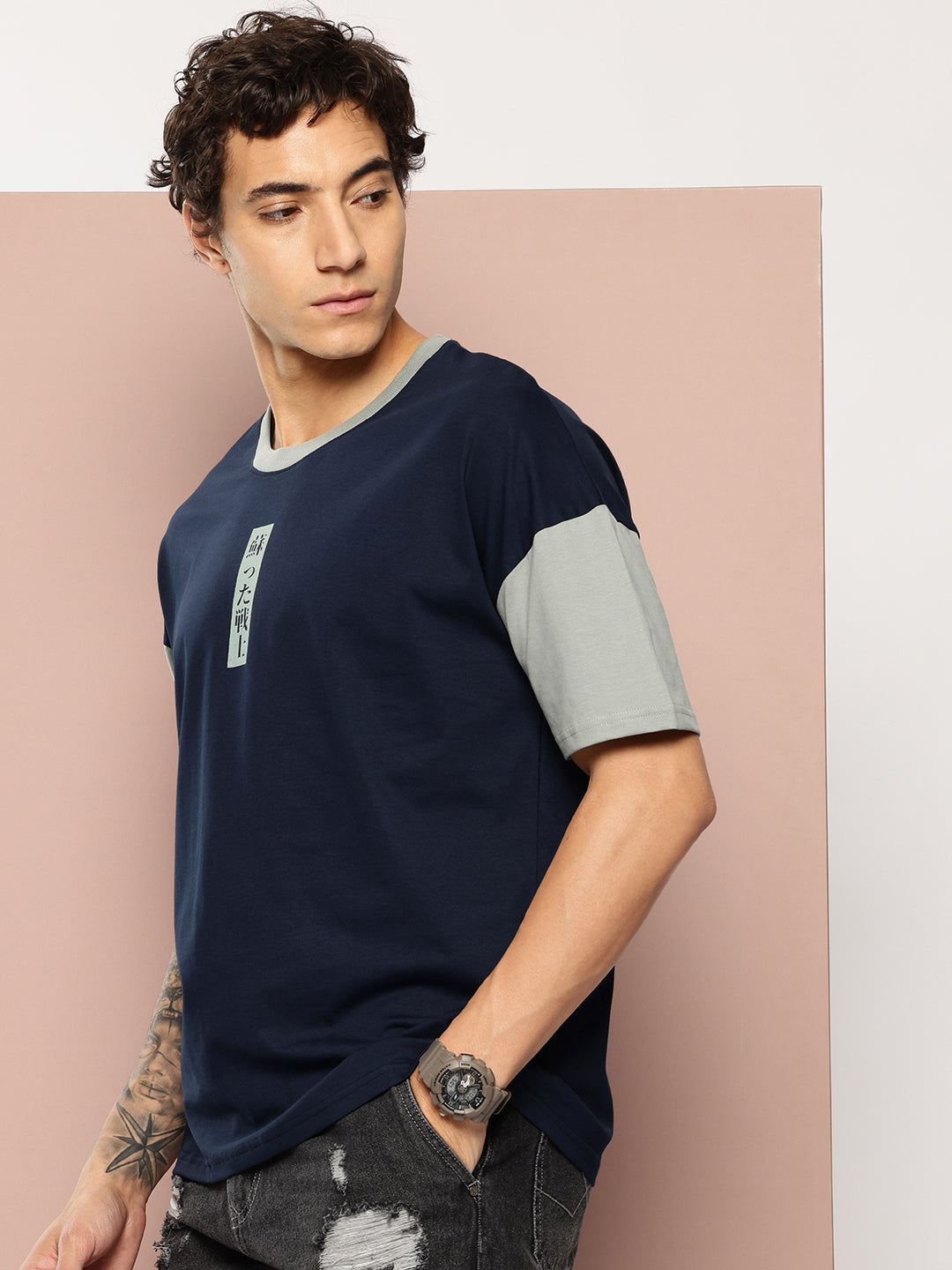 Stormborn Mens Half Sleeve Drop Shoulder Printed Oversized Fit T-Shirts