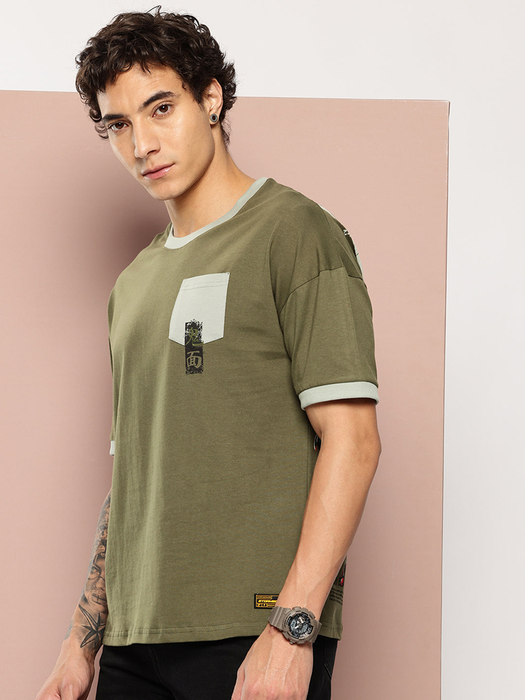 Stormborn Mens Half Sleeve Drop Shoulder Printed Oversized Fit T-Shirts