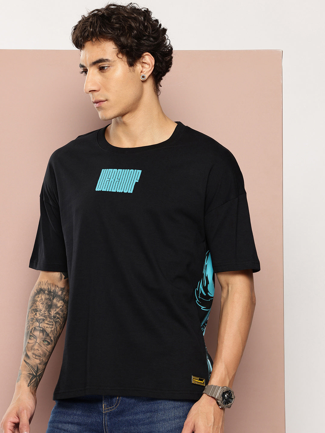 Stormborn Mens Half Sleeve Drop Shoulder Printed Oversized Fit T-Shirts