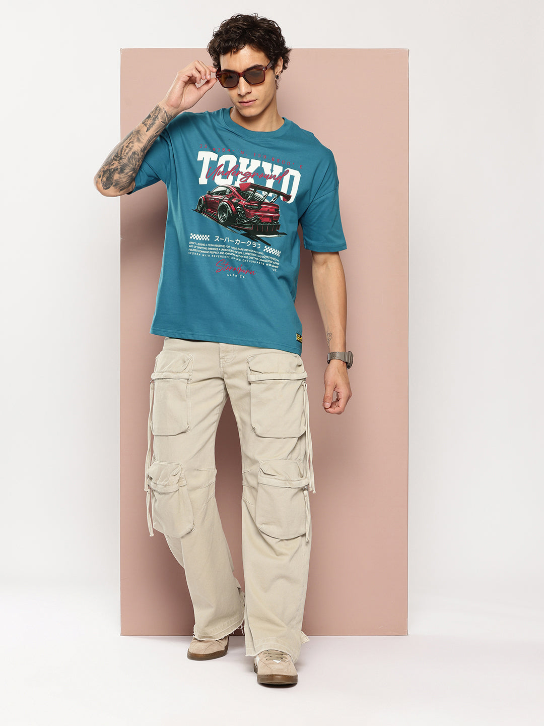 Stormborn Mens Half Sleeve Drop Shoulder Printed Oversized Fit T-Shirts