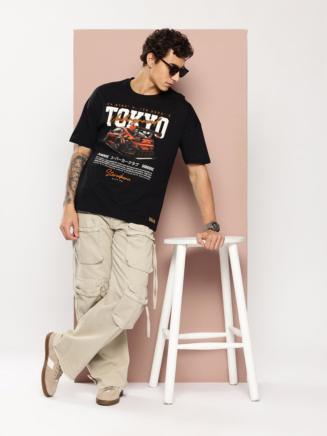 Stormborn Mens Half Sleeve Drop Shoulder Printed Oversized Fit T-Shirts