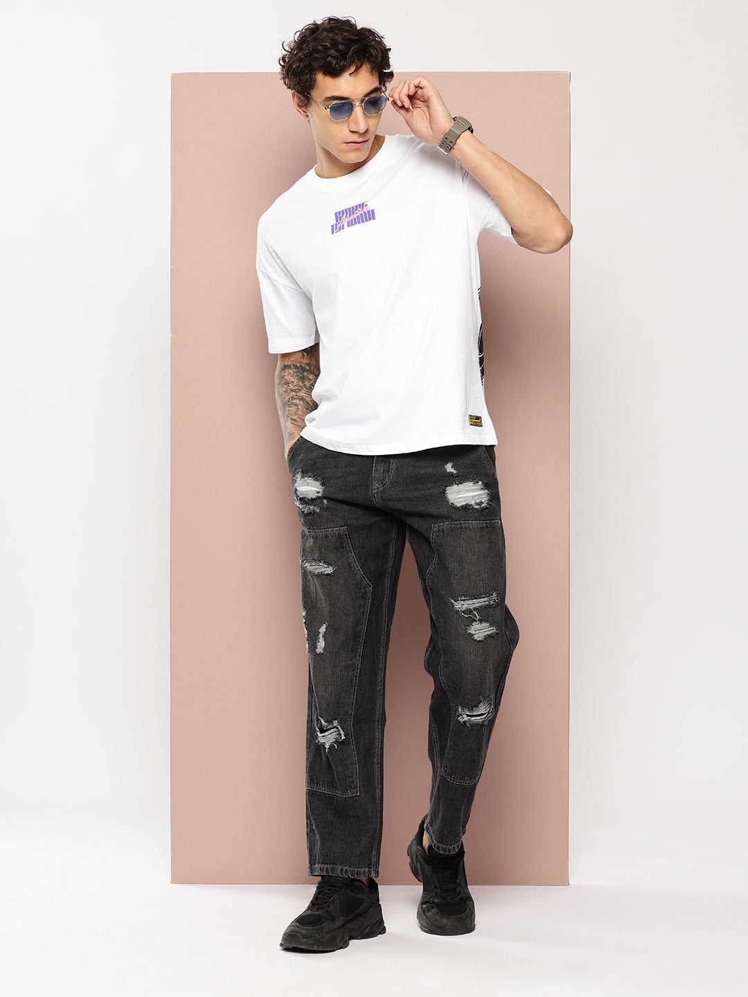 Stormborn Mens Half Sleeve Drop Shoulder Printed Oversized Fit T-Shirts