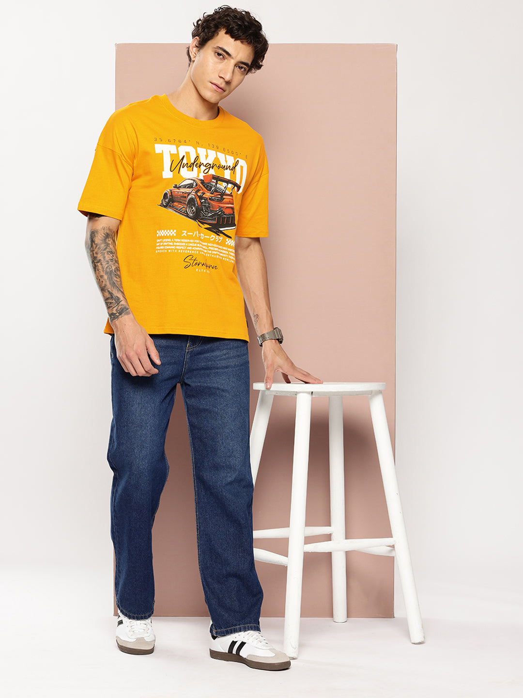 Stormborn Mens Half Sleeve Drop Shoulder Printed Oversized Fit T-Shirts