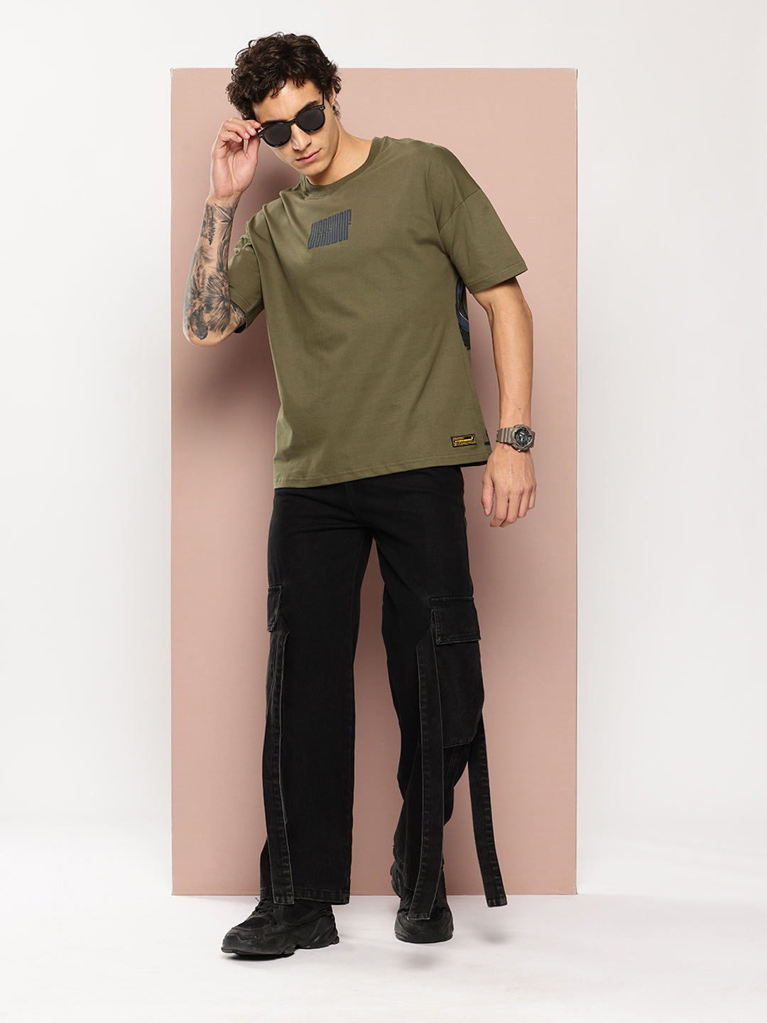 Stormborn Mens Half Sleeve Drop Shoulder Printed Oversized Fit T-Shirts