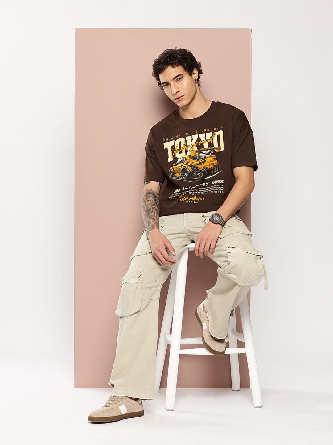 Stormborn Mens Half Sleeve Drop Shoulder Printed Oversized Fit T-Shirts