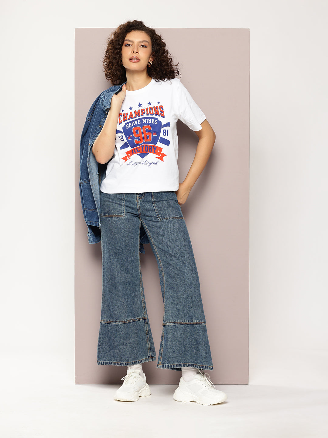 DILLINGER Womens Half Sleeve Round Neck Printed Oversized Fit Tshirts