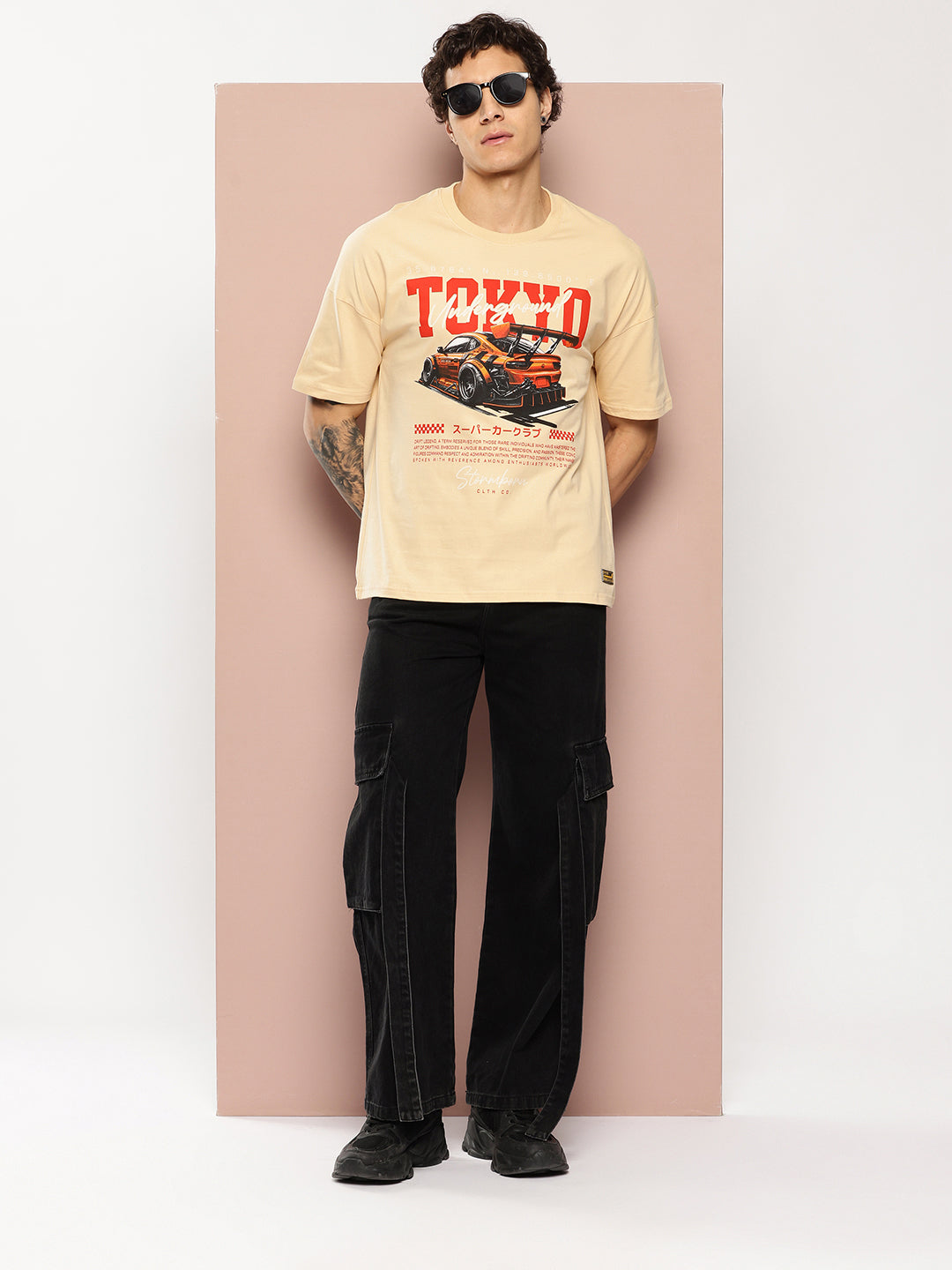 Stormborn Mens Half Sleeve Drop Shoulder Printed Oversized Fit T-Shirts