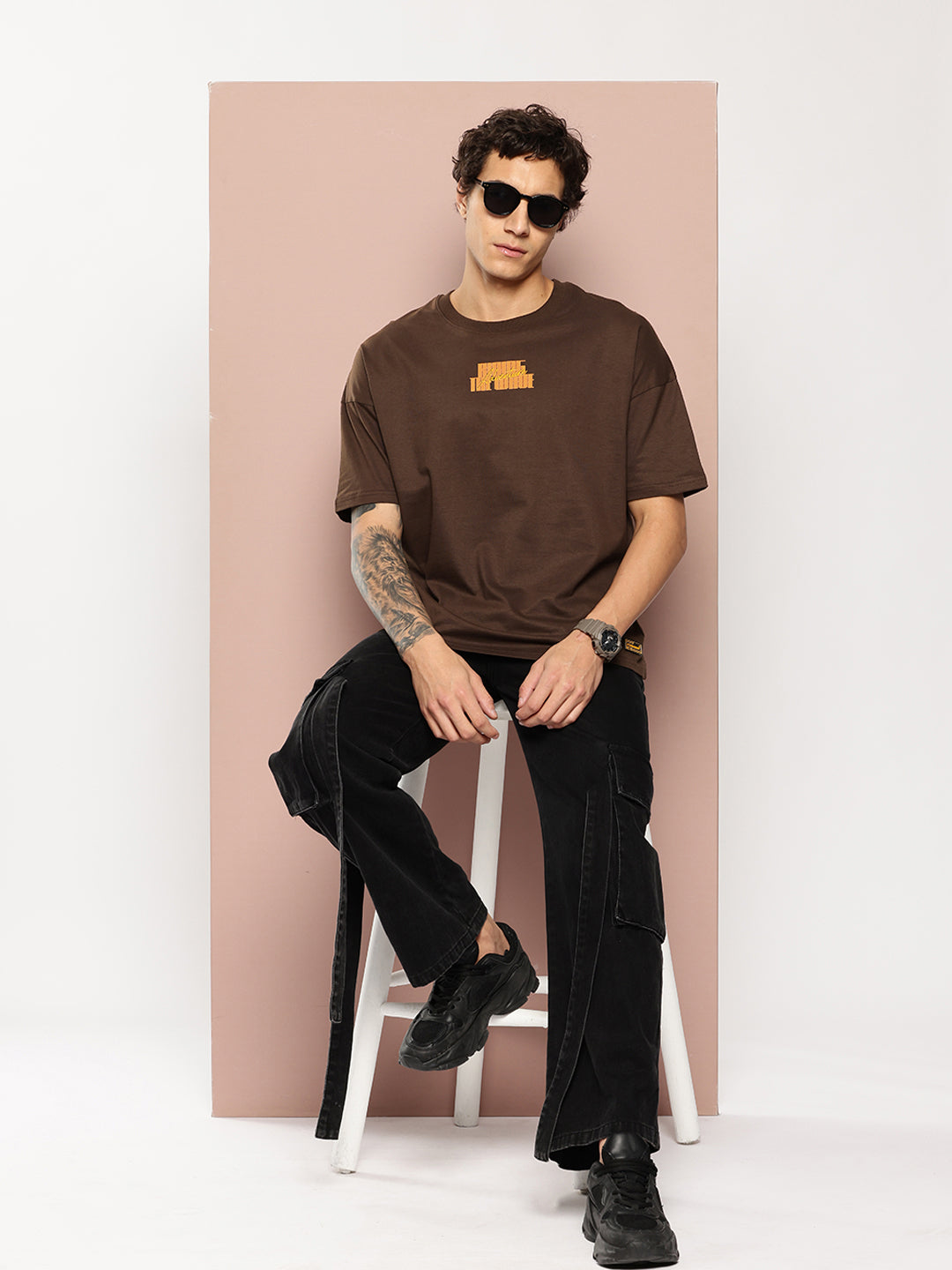 Stormborn Mens Half Sleeve Drop Shoulder Printed Oversized Fit T-Shirts