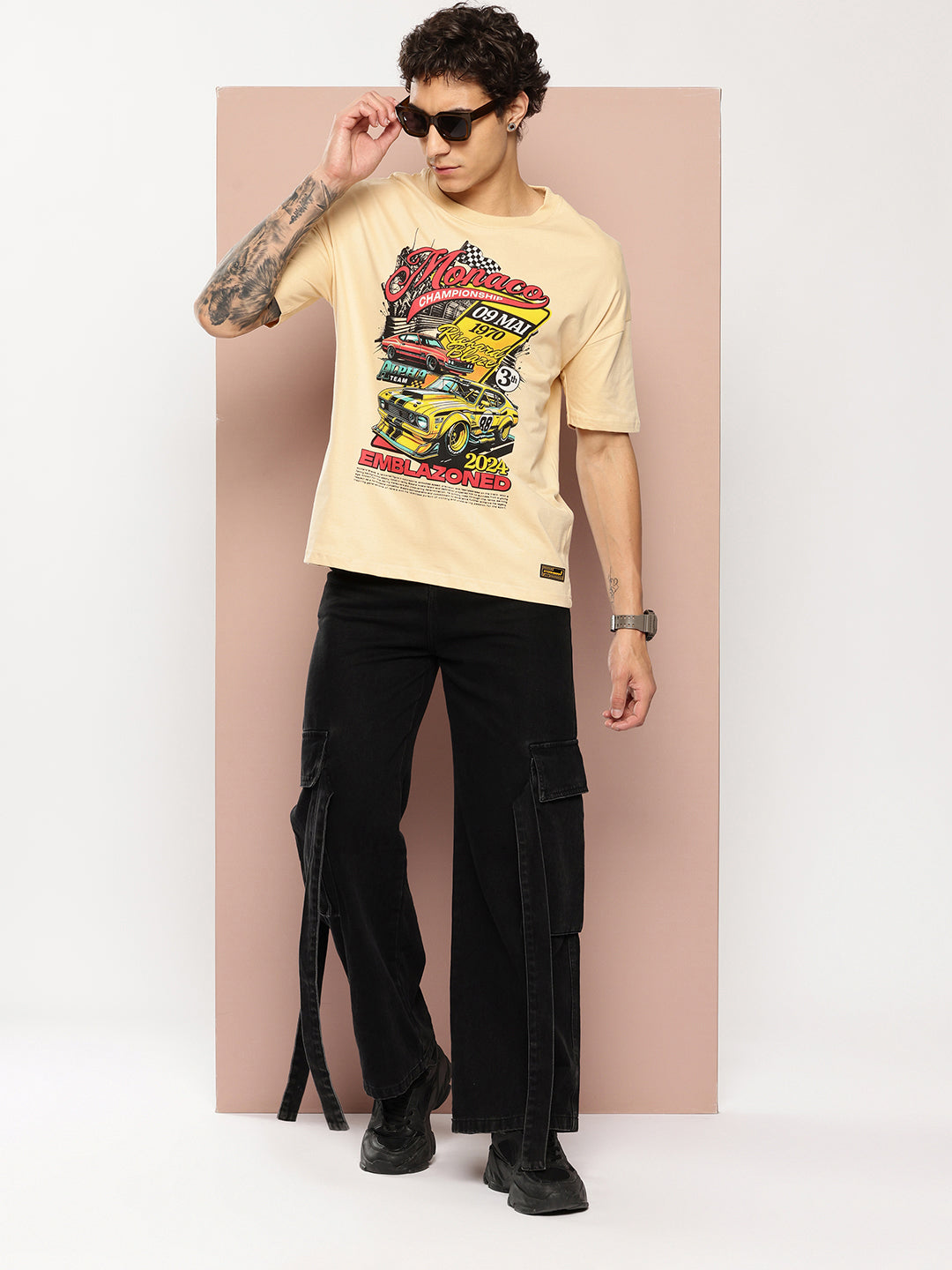 Stormborn Mens Half Sleeve Drop Shoulder Printed Oversized Fit T-Shirts