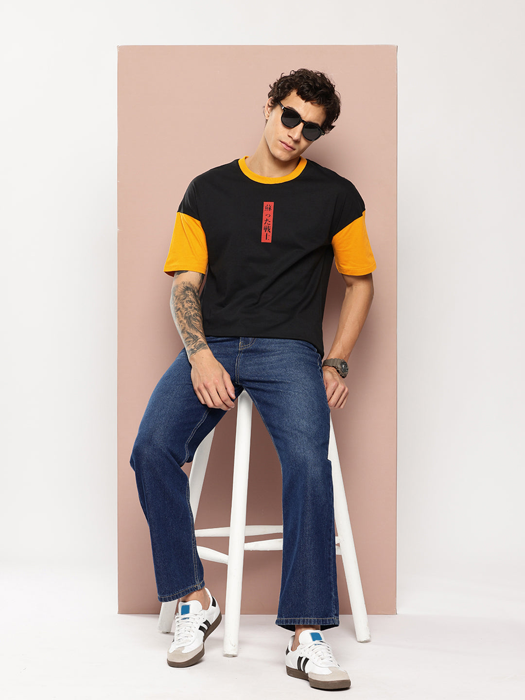 Stormborn Mens Half Sleeve Drop Shoulder Printed Oversized Fit T-Shirts