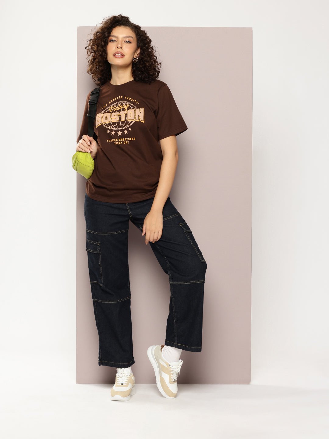 DILLINGER Womens Half Sleeve Round Neck Printed Oversized Fit Tshirts