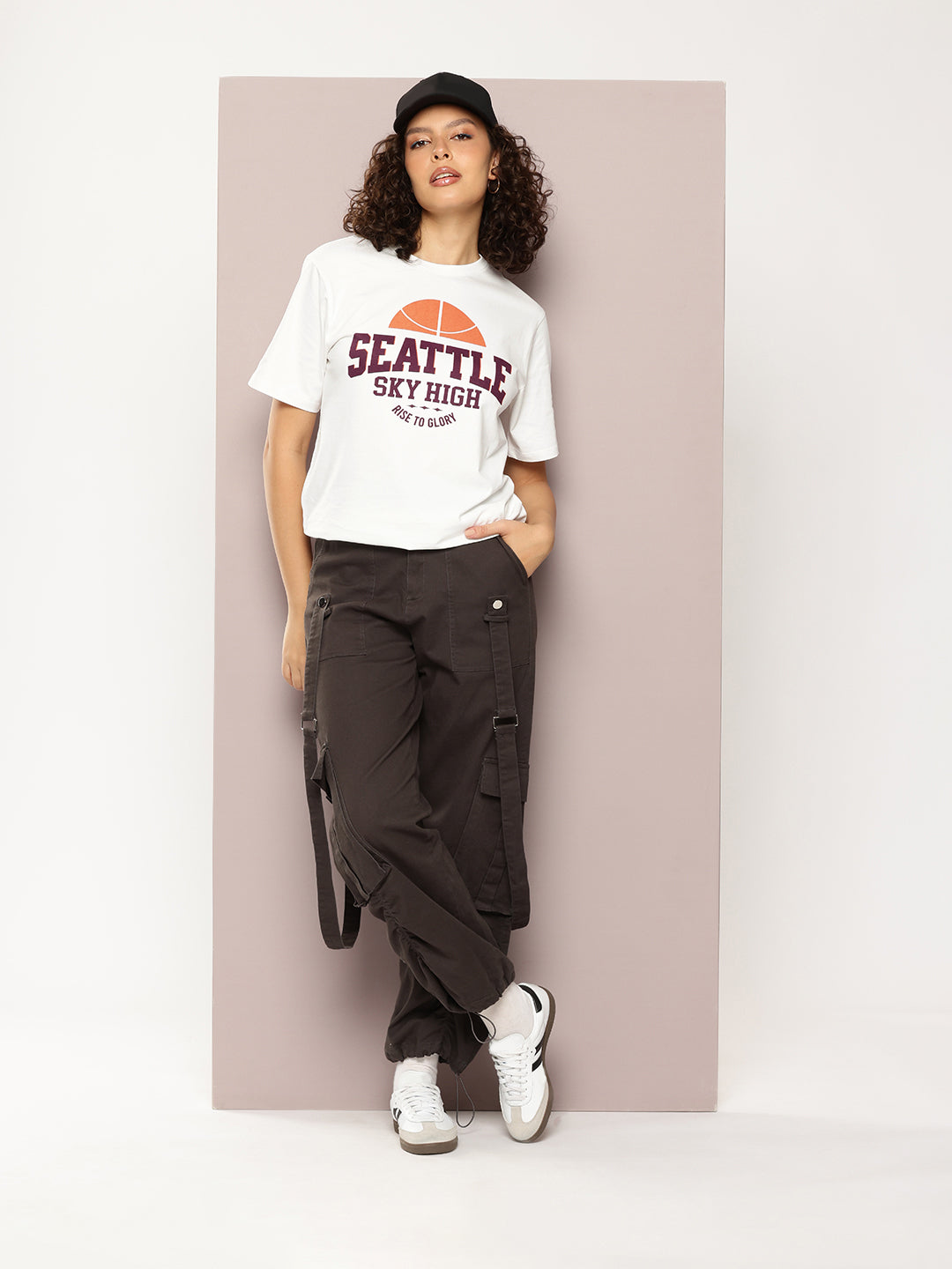 DILLINGER Womens Half Sleeve Round Neck Printed Oversized Fit Tshirts