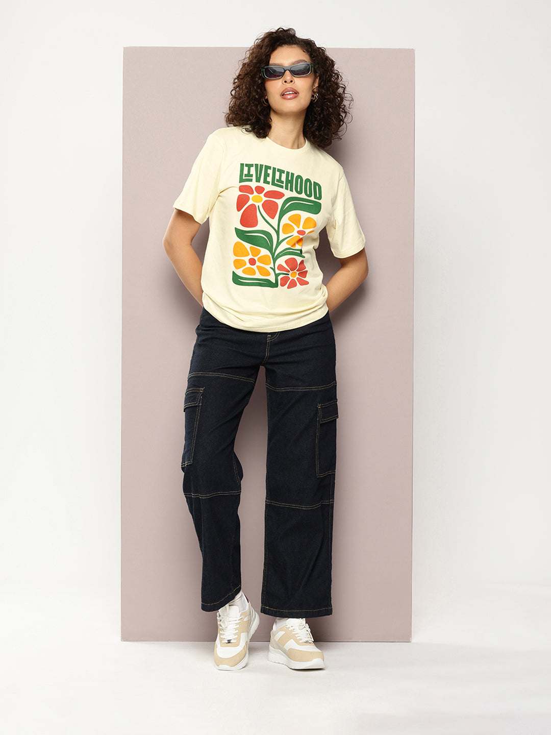 DILLINGER Womens Half Sleeve Round Neck Printed Oversized Fit Tshirts
