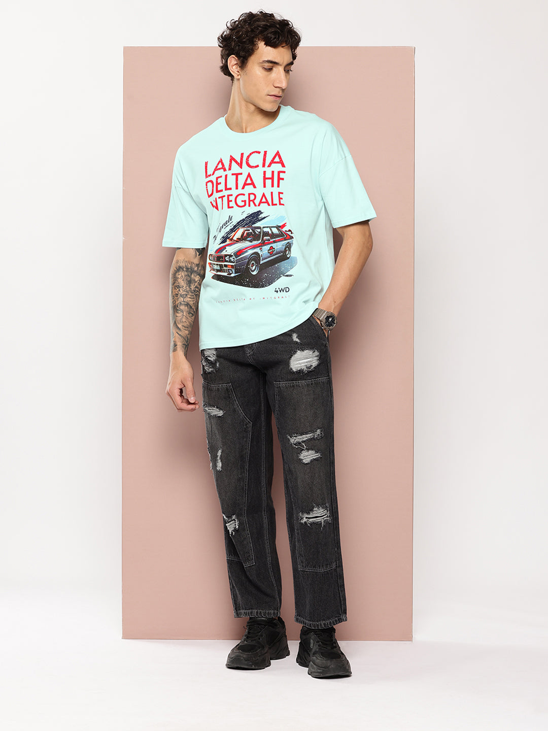 Stormborn Mens Half Sleeve Drop Shoulder Printed Oversized Fit T-Shirts