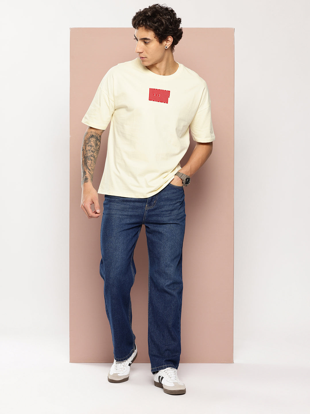 Stormborn Mens Half Sleeve Drop Shoulder Printed Oversized Fit T-Shirts