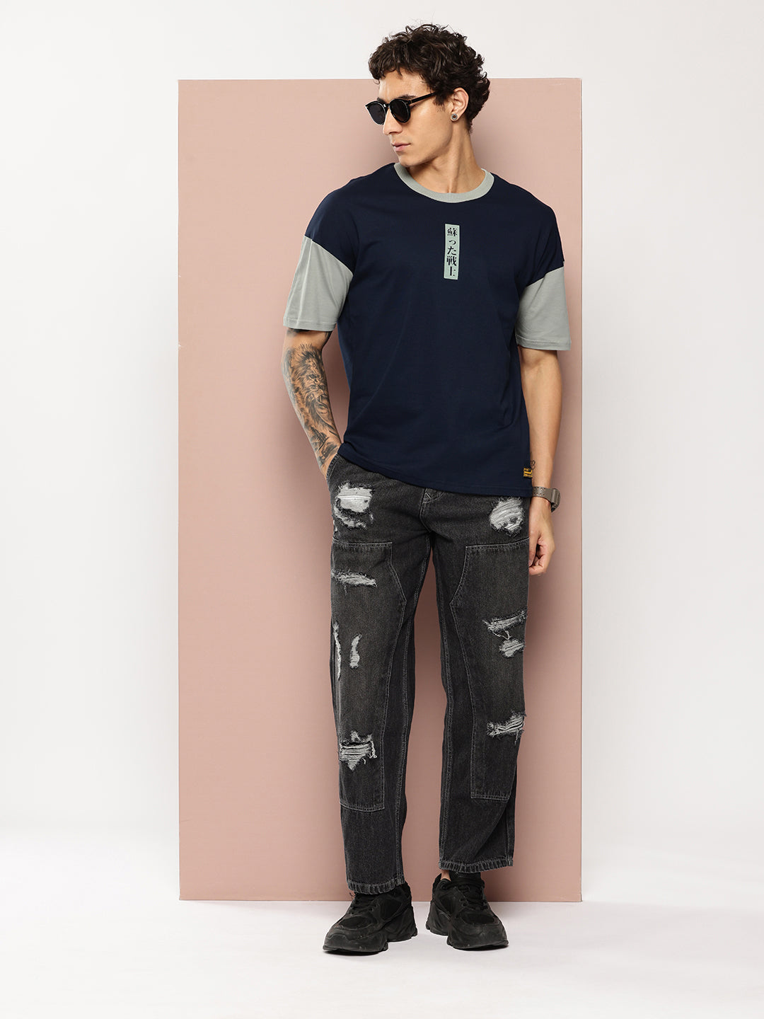 Stormborn Mens Half Sleeve Drop Shoulder Printed Oversized Fit T-Shirts