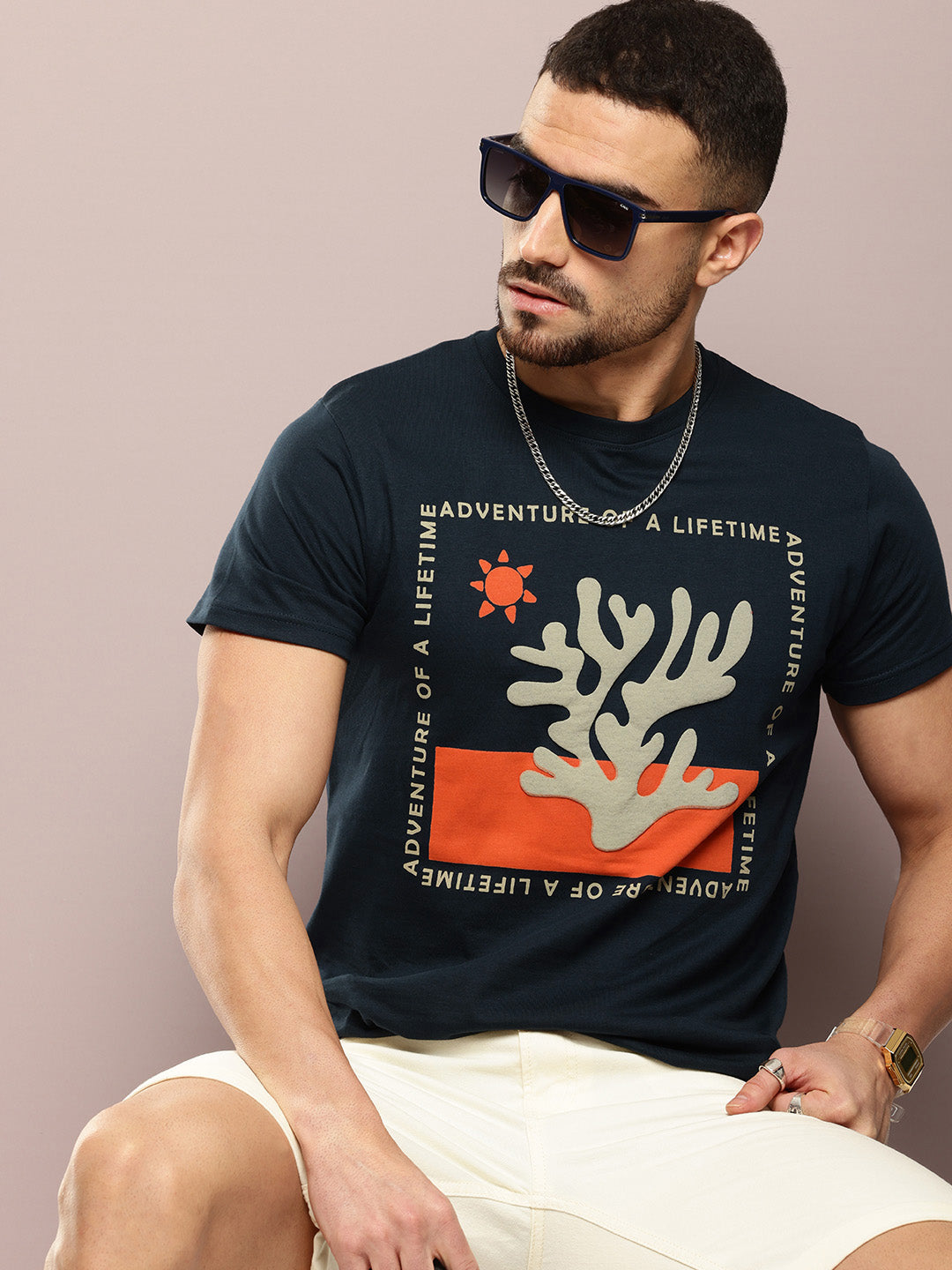 Mens Half Sleeve Round Neck Printed Regular Fit Tshirts