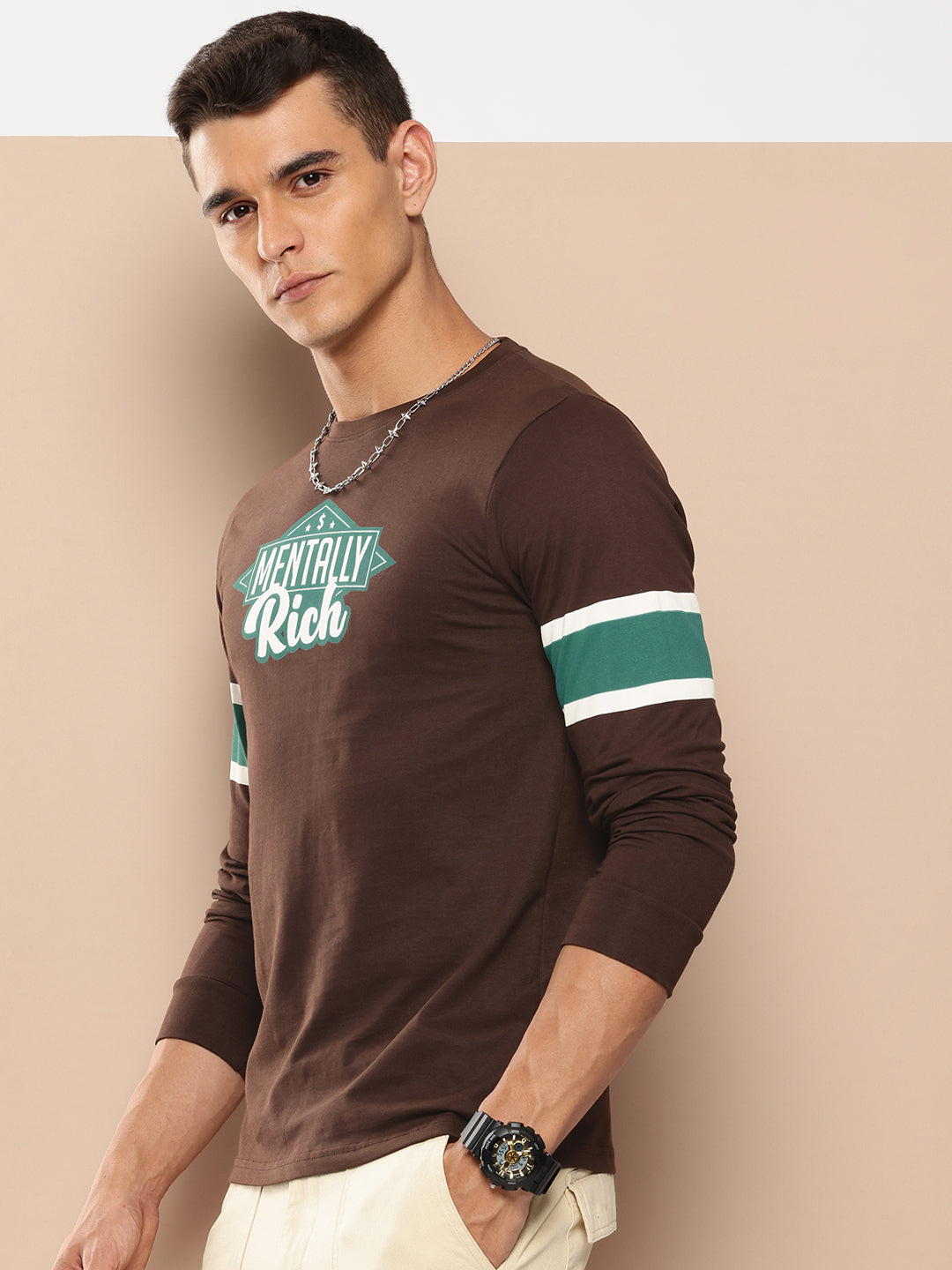 Mens Full Sleeve Round Neck Printed Regular Fit Tshirts