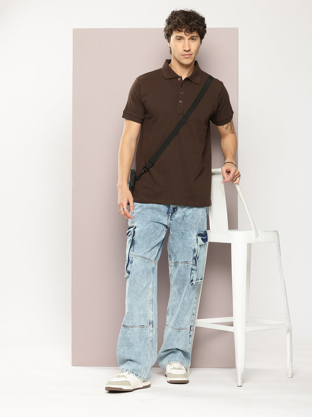 Mens Half Sleeve Polo Neck Solid Regular Fit Tshirts