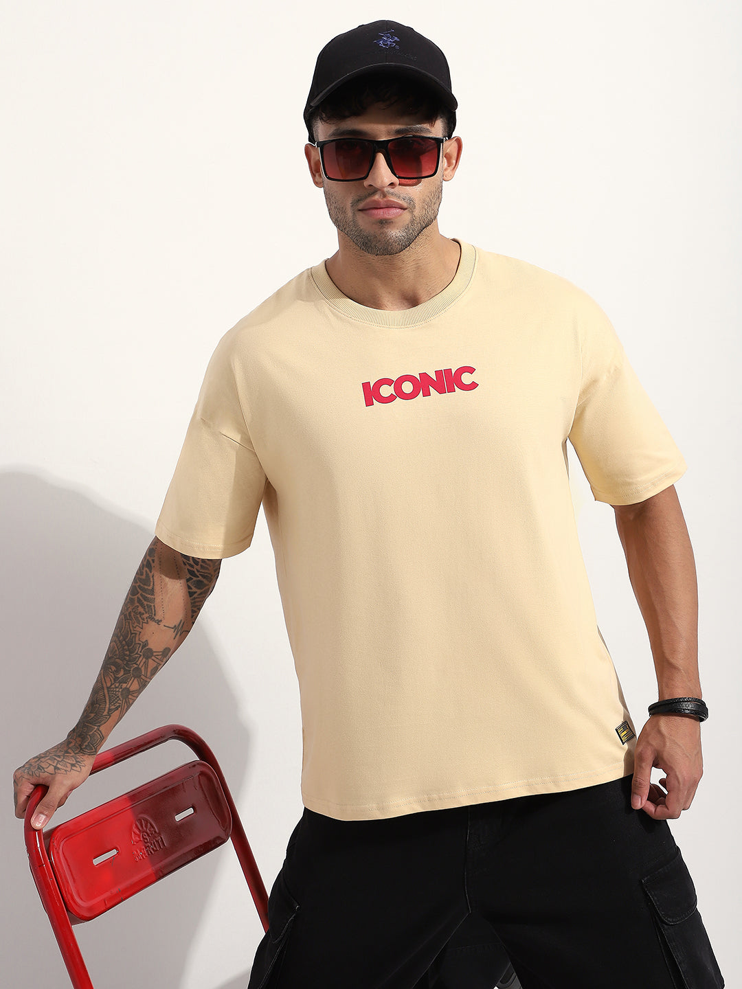 Mens Half Sleeve Drop Shoulder Printed Oversized Fit T-Shirts