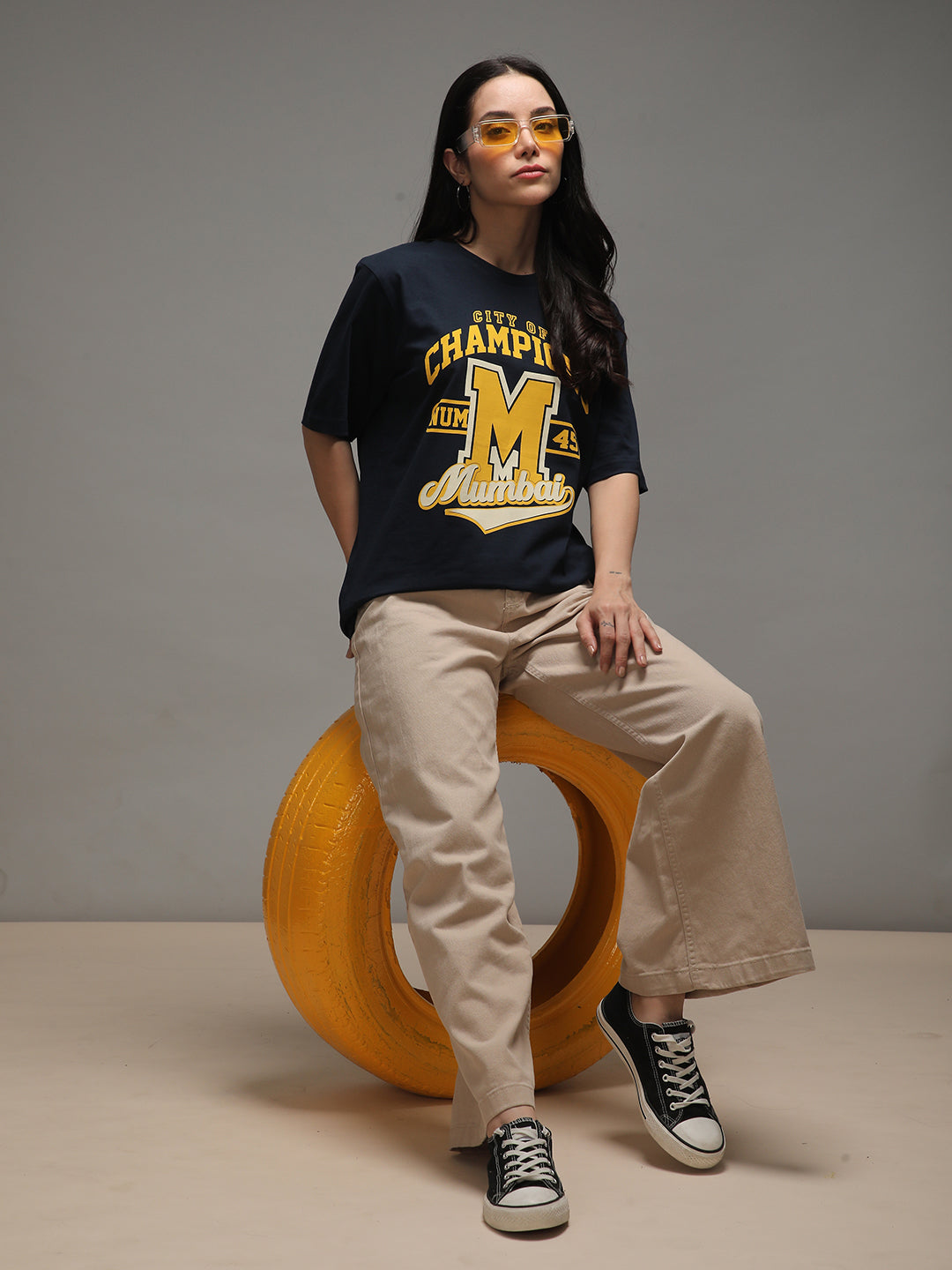 Womens Half Sleeve Round Neck Printed Oversized Fit Tshirts