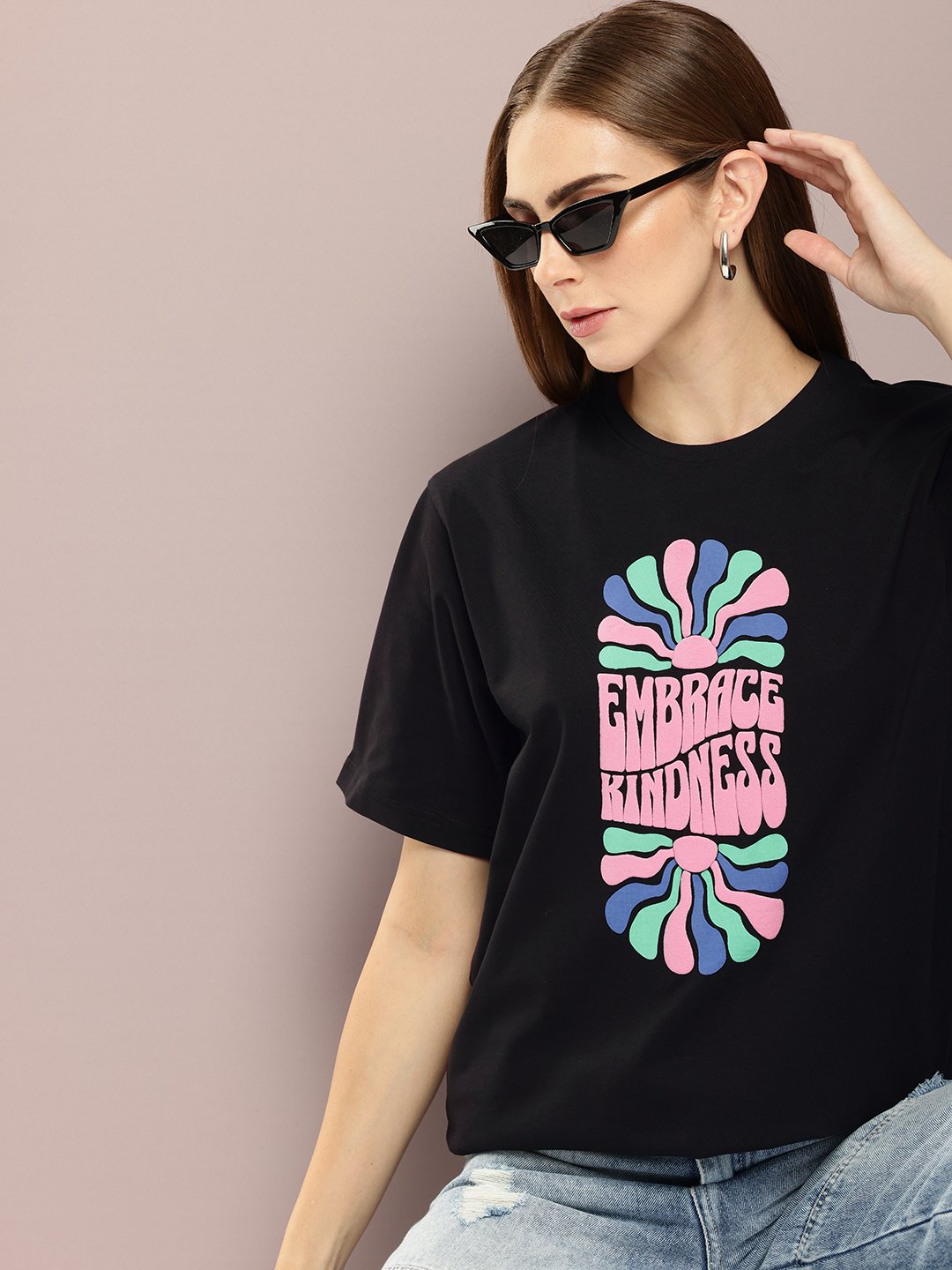 Womens Half Sleeve Round Neck Oversized Fit T-Shirts