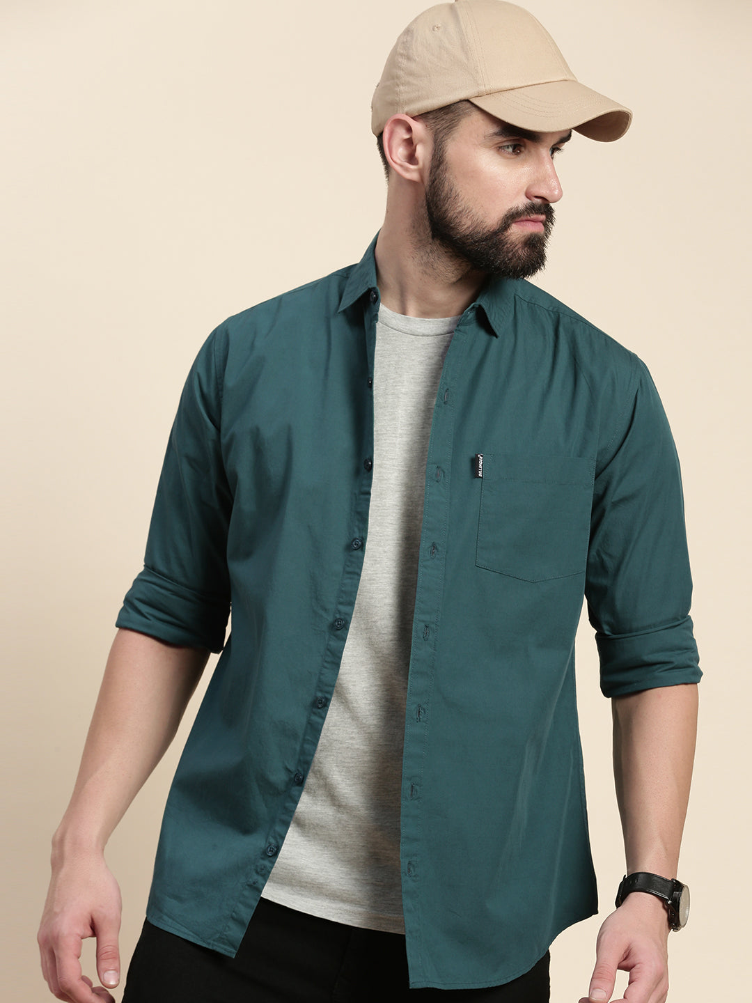 Mens Plain Full Sleeve Shirt With Pocket