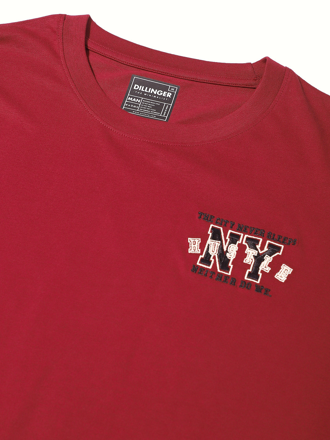 Mens Half Sleeve Round Neck Embroidered Oversized Fit Tshirts