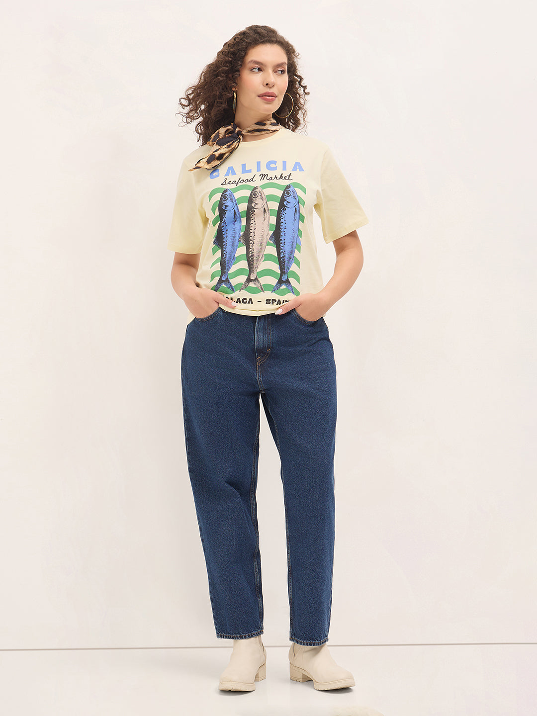 Womens Half Sleeve Round Neck Printed Oversized Fit Tshirts