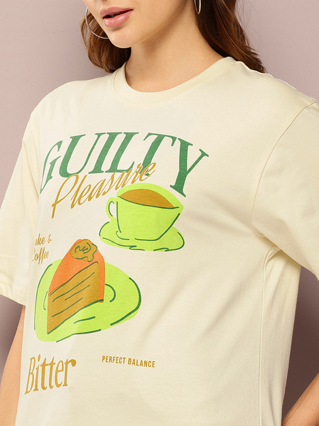 Womens Short Sleeve Printed Oversized Fit Tshirt