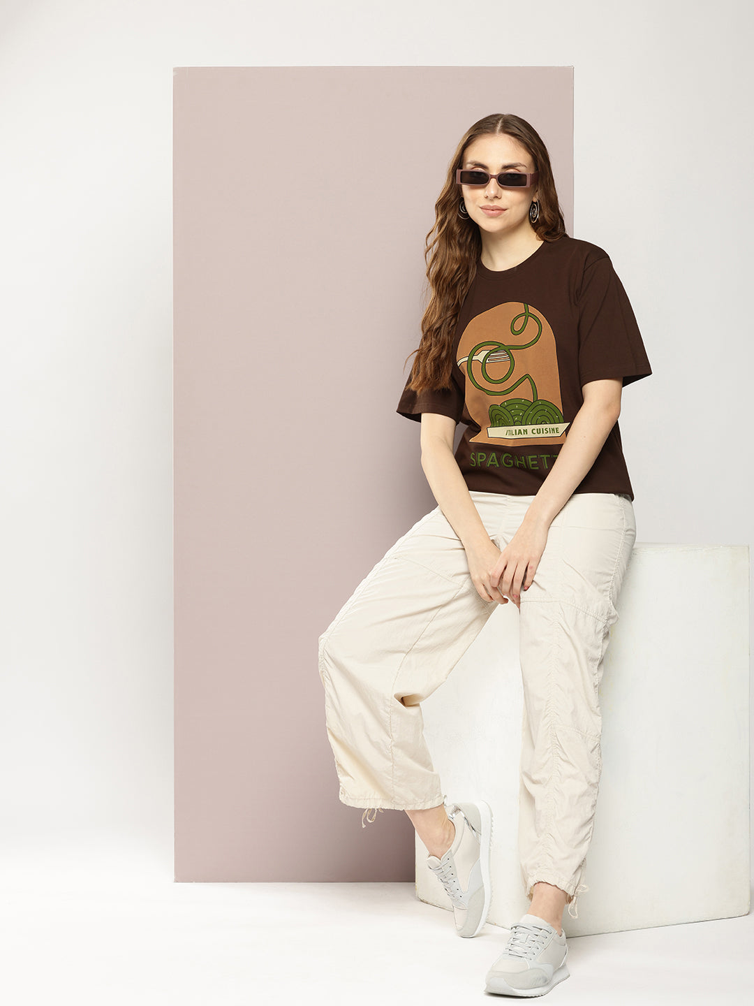 Womens Short Sleeve Round Neck Oversized Fit T-Shirt