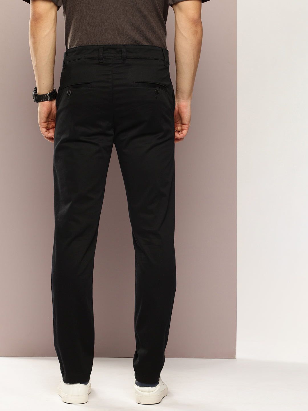 Men Slim Fit Solid Chinos Casual Trousers