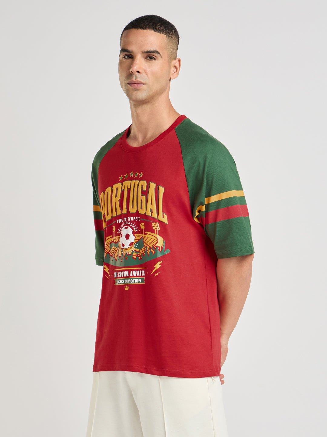Mens Foot Ball Team Printed Oversized Raglan Sleeve Tshirt