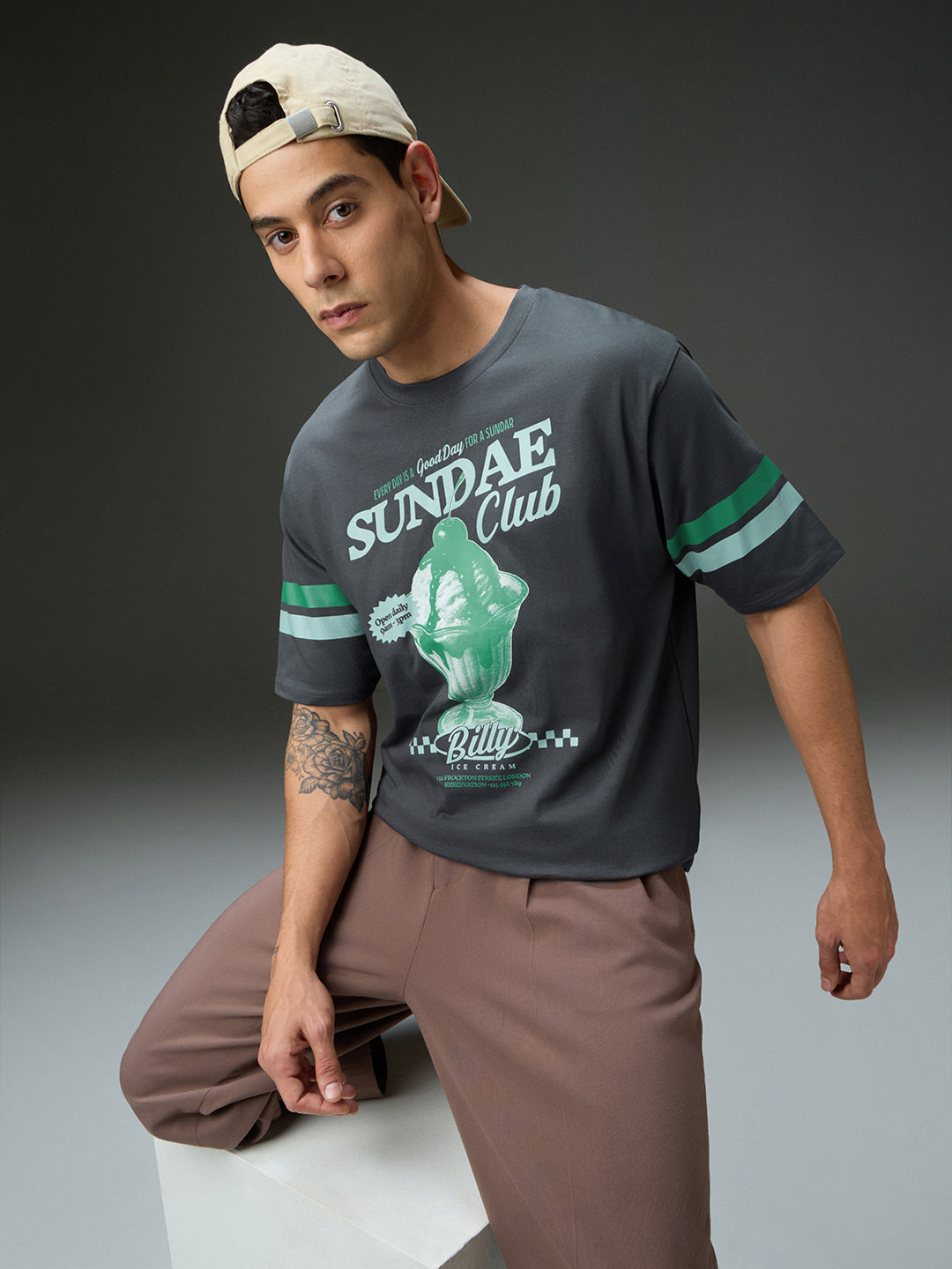 Mens Round Neck Half Sleeve Printed Oversized Fit Tshirt