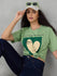 Womens Half Sleeve Puff Printed Oversized Fit Tshirt