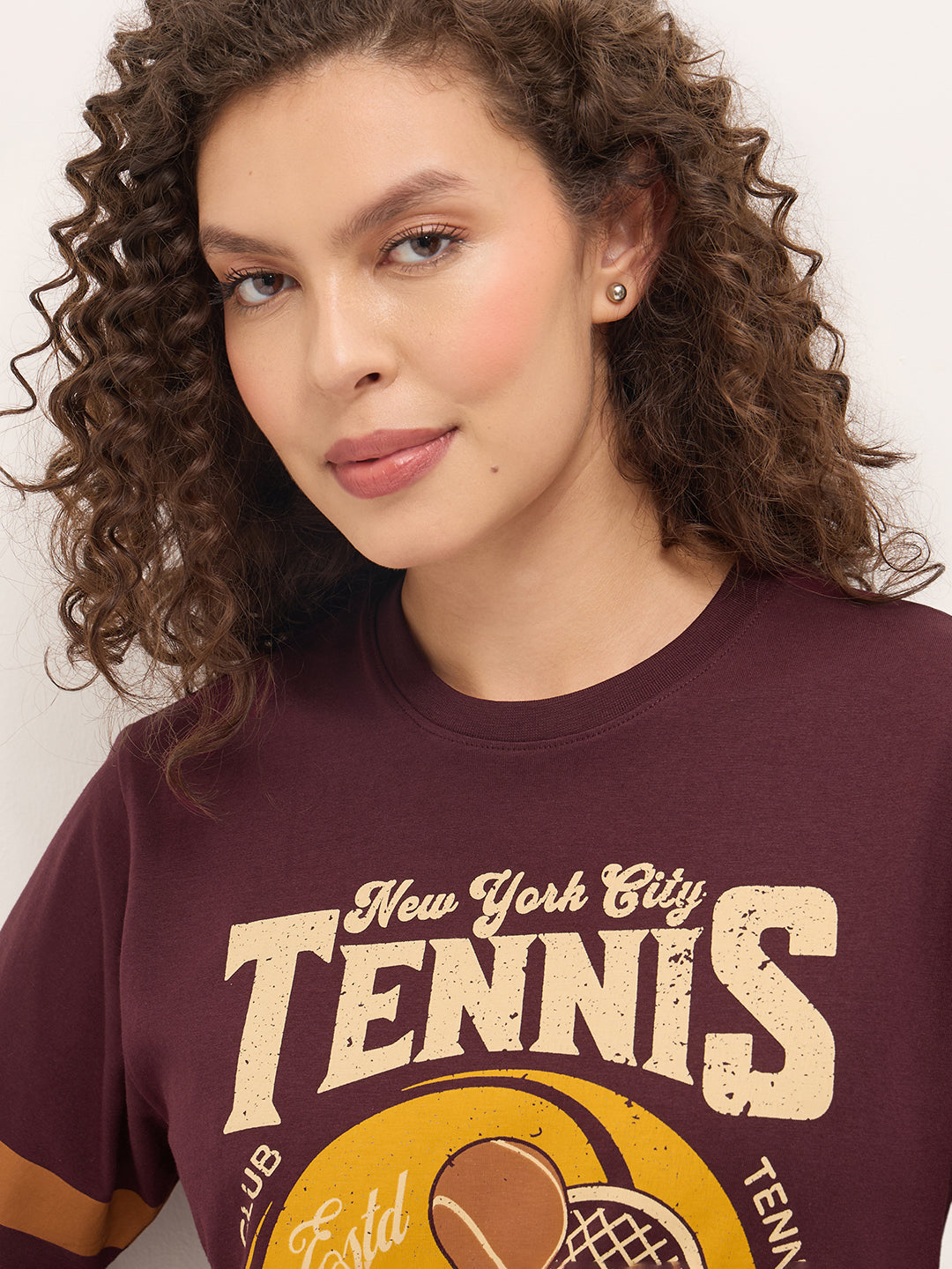 Womens Half Sleeve Round Neck Printed Oversized Fit Tshirts