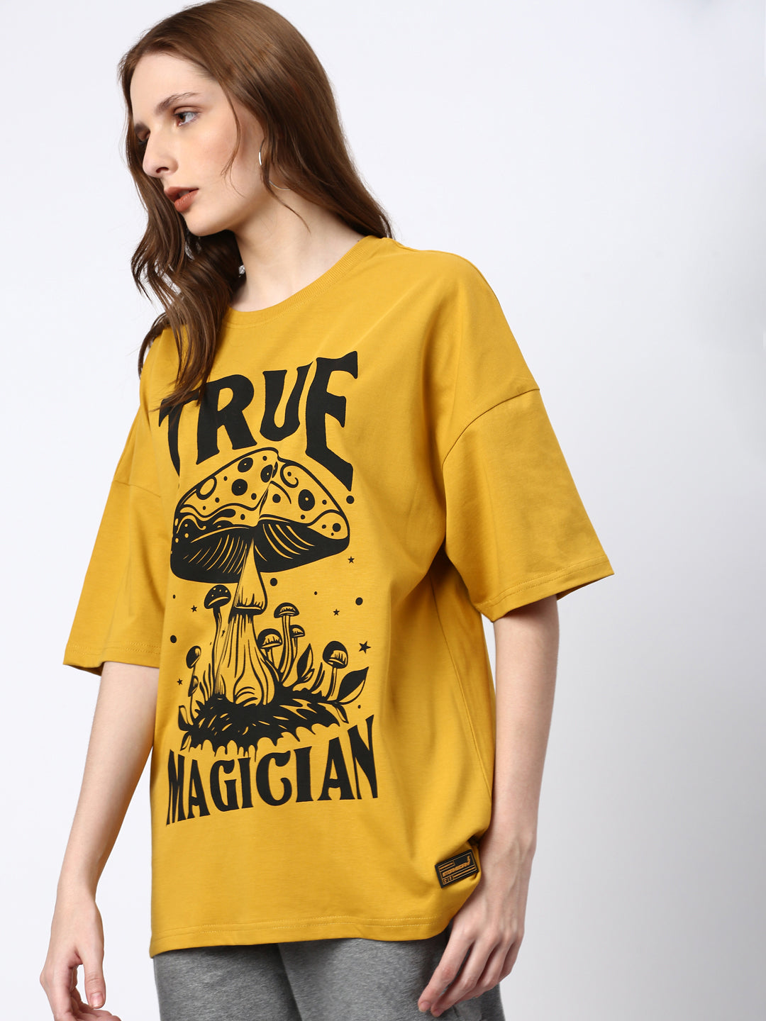 Womens Half Sleeve Drop Shoulder Printed Oversized Fit T-Shirts