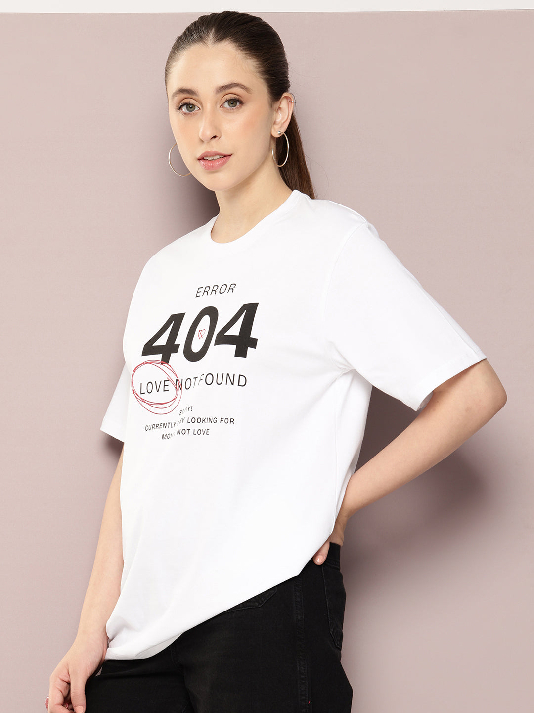 Womens Half Sleeve Round Neck Printed Oversized Fit Tshirts