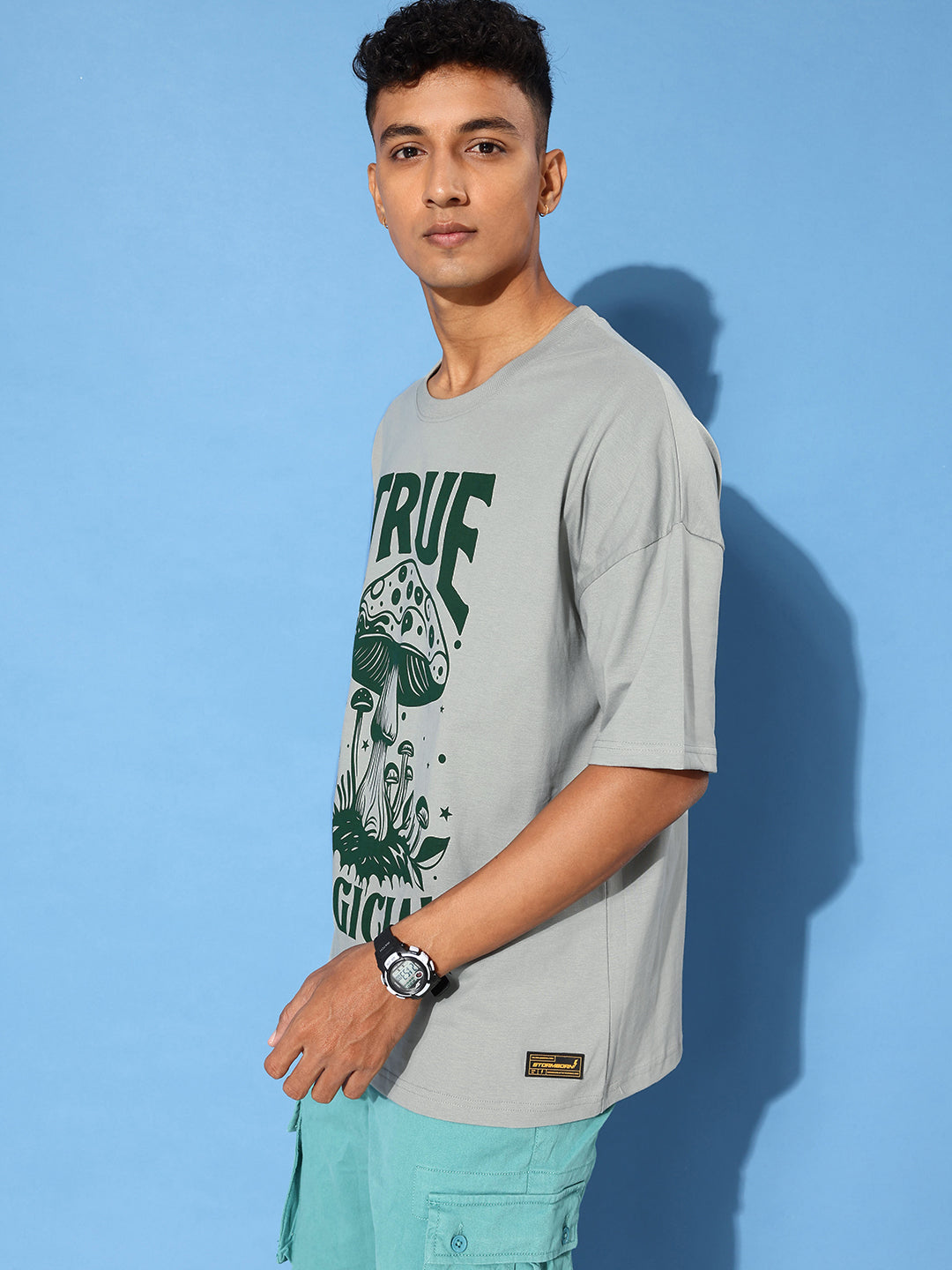 Mens Half Sleeve Drop Shoulder Printed Oversized Fit T-Shirts