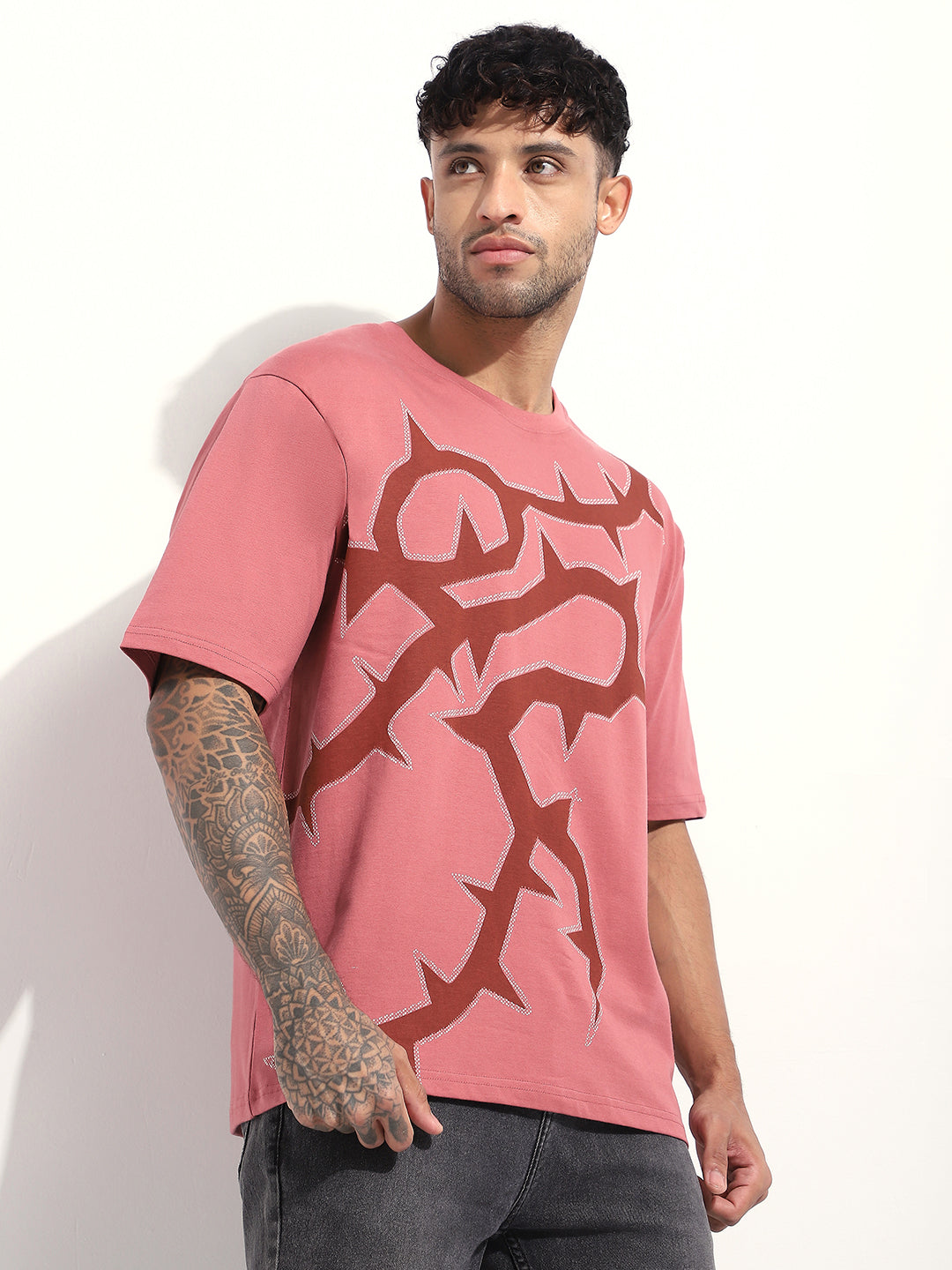Mens Half Sleeve Round Neck Printed Oversized Fit Tshirts