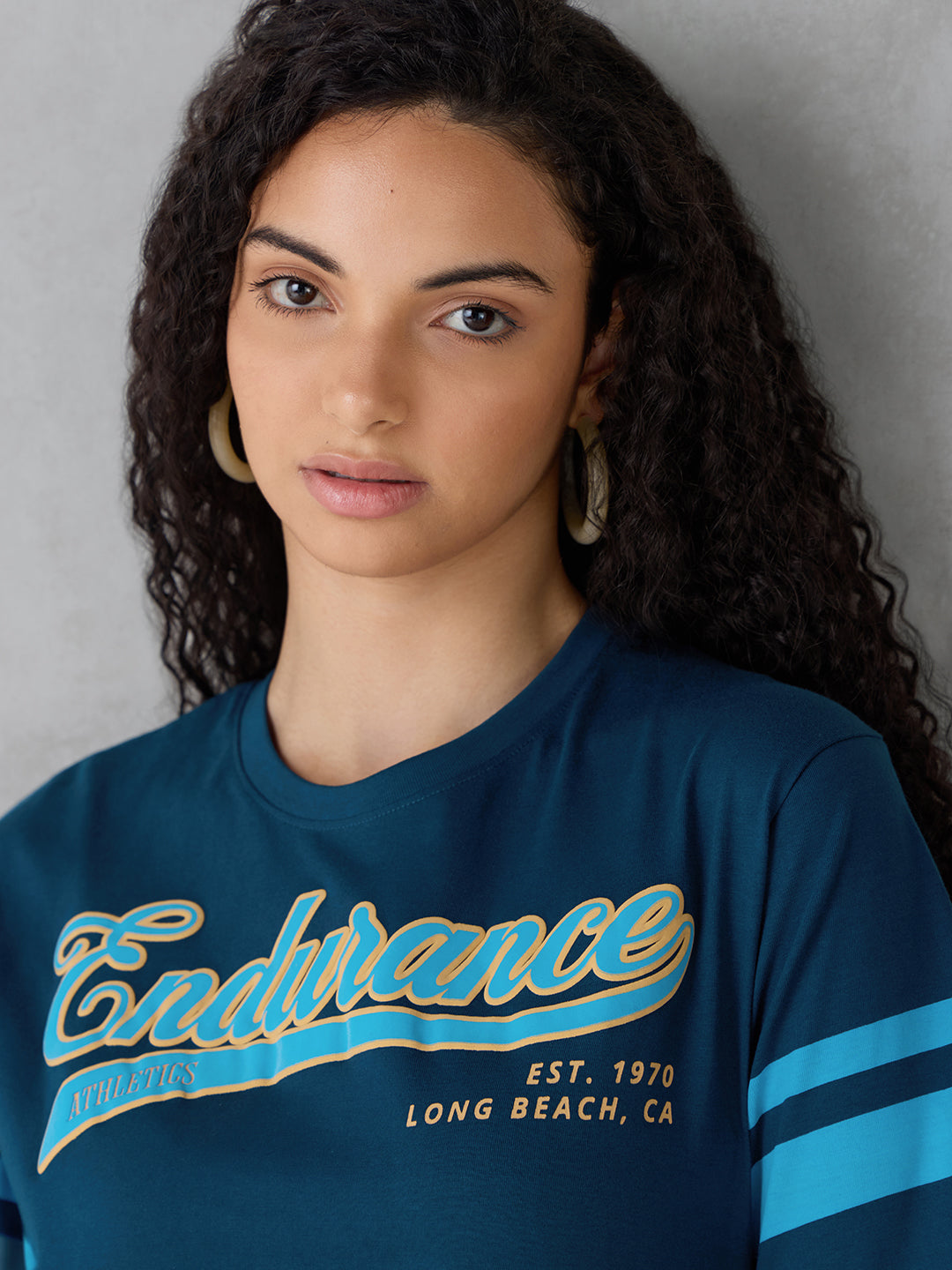 Womens Half Sleeve Puff Printed Oversized Fit Tshirt