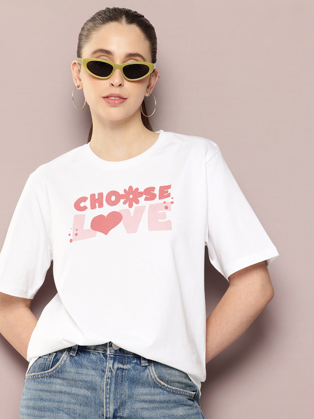 Womens Half Sleeve Round Neck Printed Oversized Fit Tshirts