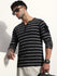 Mens Full Sleeve Henley Neck Striped Regular Fit Tshirts