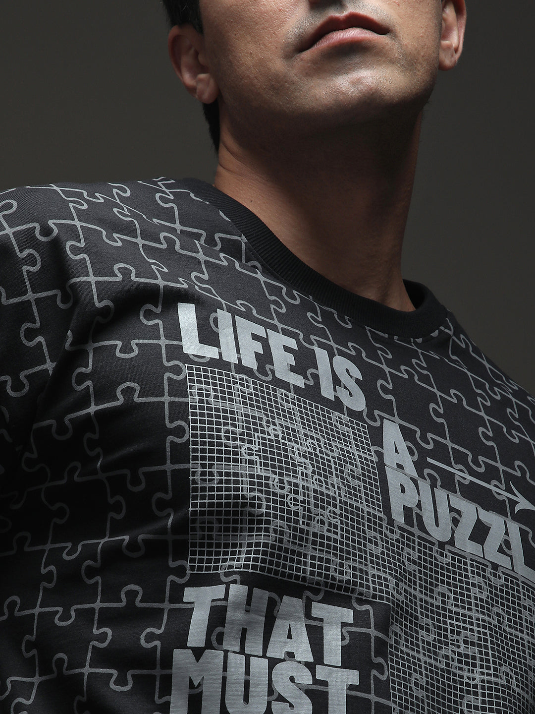 Mens Half Sleeve Drop Shoulder Printed Oversized Fit T-Shirts